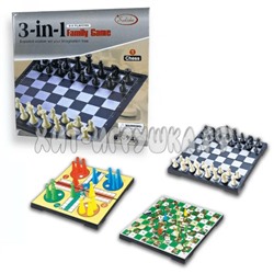 Набор 3в1 "Шахматы, Змеи и лестницы, Flying chess" магнитные пластик (размер поля 24,5*24,5 см) 3118, 3118