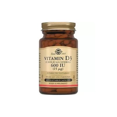 Витамин D3, для костей и зубов 600 ME 60 капсул