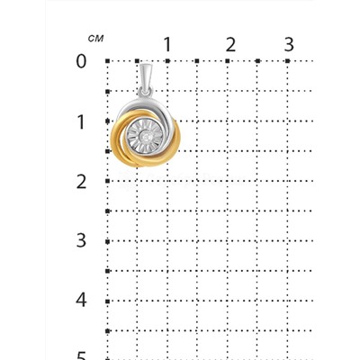 Подвеска-кулон из родированного серебра с бриллиантом и золочением 925 пробы SP00610I3/G