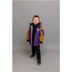 656-24в-1 Куртка-бомбер для мальчика "Марек/1" темно-фиолетовый/охра