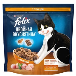 Сухой корм Felix "Двойная вкуснятина", для кошек,  птица, 1.3 кг