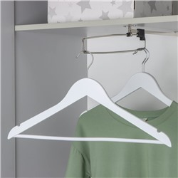 Плечики-вешалки для одежды деревянные с перекладиной LaDо́m, покрытие Soft-Touch, 3 шт, 44,5×1,2×23 см, цвет белый