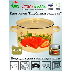 Кастрюля 4,5л 1с17/с крем. Клубника садовая