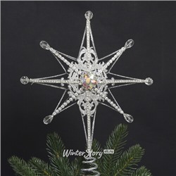 Верхушка на ёлку Звезда Лапландии 34 см, серебряная (Goodwill)