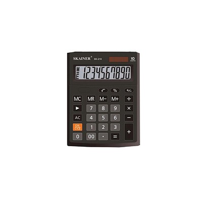 Калькулятор Skainer SK-210 мал. наст. (пл., 10 разрд., 2 пит., чер. 103 x 137 x 31 мм)