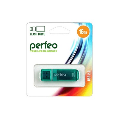 Флеш-диск Perfeo USB 16GB C13 Green PF-C13G016