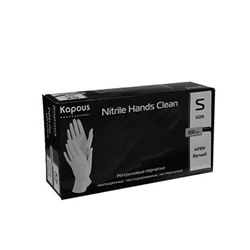 Kapous нитриловые перчатки nitrile hands clean белые размер s 100 шт. в уп.