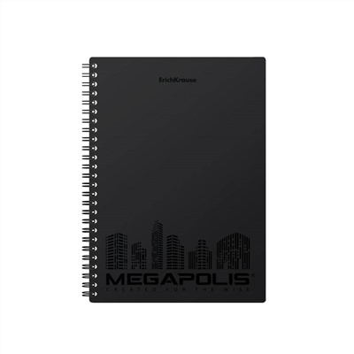 Тетрадь с пласт обл MEGAPOLIS®, черный, А5, 80л, клетка (4 шт)