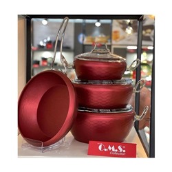 Набор посуды O.M.S. 3058-Red-GD 7 предметов красный/золото