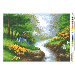 Рисунок на канве МАТРЕНИН ПОСАД арт.37х49 - 0620 Ручей в лесу