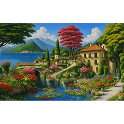 Алмазная мозаика 30*40см "Красочный пейзаж Франции" 27цв. (НД-8571) полное заполнение, с подрамником