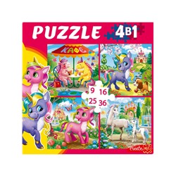 Puzzle 4 в 1 "Единороги на прогулке" 9, 16, 25 и 36 эл. (П-8385)