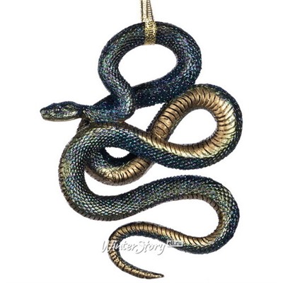 Елочная игрушка Змея - Черная Мамба 12 см, подвеска (Goodwill)