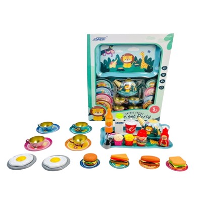Игровой набор "Посуда" металл., зеленый + продукты, в коробке 31*9*41см (2195748)