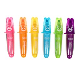 Набор маркеров текстовыделителей "Мишки" 6 цветов, МИНИ, в пластиковом пенале