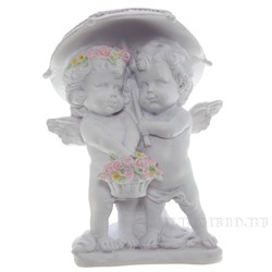 Фигура декоративная Ангелочки под зонтом (цвет белый), L11,5W9,5H15,5 cм