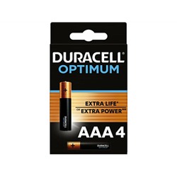 Батарейки Duracell 5014062 ААА алкалиновые 1,5v 4 шт. LR03-4BL Optimum (цена за 1 шт.)