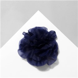 Брошь текстильная "Цветок" диантус, цвет синий