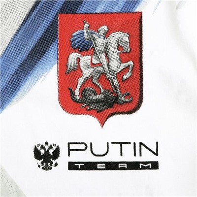 Футболка Putin team, герб, белая, размер 46-48