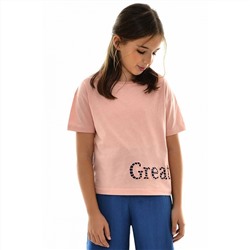 Хлопковая футболка оверсайз для девочки Blueland