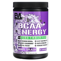 EVLution Nutrition, BCAA Energy Plus, электролиты, со вкусом винограда, 345 г (12,2 унции)