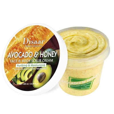 DISAAR  Скраб для лица и тела AVOCADO & HONEY Очищающий, Увлажняющий АВОКАДО и МЁД  300мл  (DS-5033)