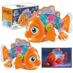 Игрушка прозрачная Рыбка Gear Fish с шестеренками светящаяся со звуком