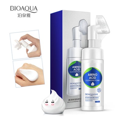 Пенка-мусс для умывания с аминокислотами с силиконовой щеточкой Bioaqua Amino Acid Cleansing Foam, 150 мл.