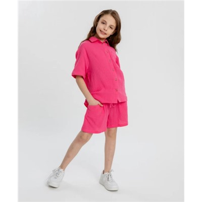Рубашка с коротким рукавом розовая для девочки Button Blue