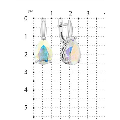 Серьги из серебра с кристаллами Swarovski Северное сияние родированные 925 пробы 0002ср-001AB