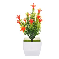 TCV023-01 Искусственное растение Бонсай Лилии в горшке, 20х7х7см, цвет оранжевый