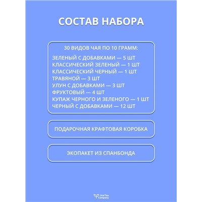 Подарочный набор чая. Чайная карта на месяц (30 видов листового ресторанного чая) Сет.58