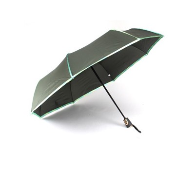 Зонт женский ТриСлона-L 3807 B,  R=58см,  суперавт;  8спиц,  3слож,  полиэстер,  зеленый 259935