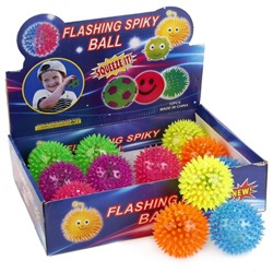 Мяч пвх прыгающий 6,5см, со светом, пищалка, с шипами, цвет в ассорт.