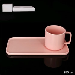 Чайный набор 2 предмета 250 мл / KD-4270 /уп 48/ розовый