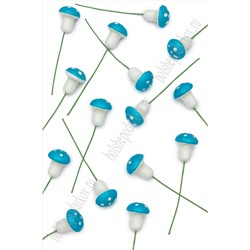 Муляж декоративный грибочки мухоморы на веточке маленькие, SF-1219, голубой (100 шт)