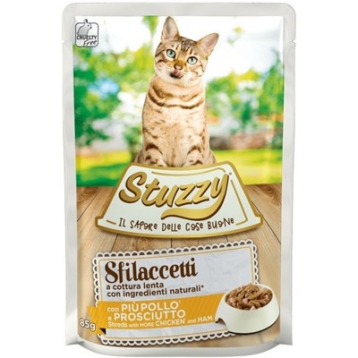 Stuzzy Sfilaccetty пауч для кошек, курица, ветчина в соусе 85гр