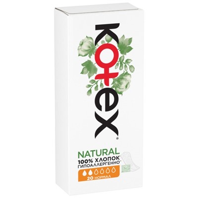 Прокладки «Kotex» Natural ежедневные, 20 шт.