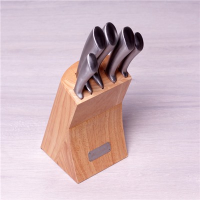 Набор ножей 6 предметов из нержавеющей стали Kamille KM-5130 на деревянной подставке оптом