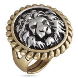 Кольцо огненный лев (покрытие античное золото, античное серебро)