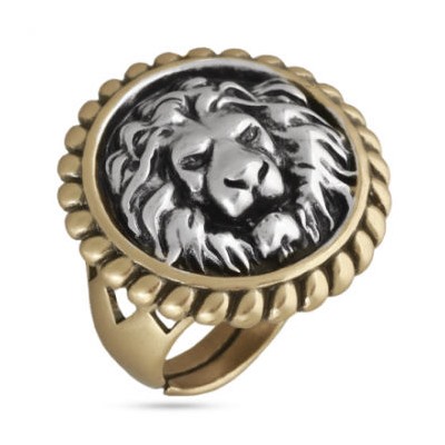 Кольцо огненный лев (покрытие античное золото, античное серебро)