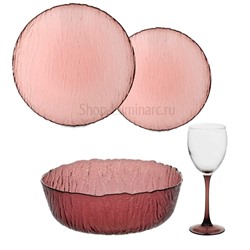 Набор столовый ВУЛКАН ЛИЛАК 16пр с бокалами для вина арт.O0236