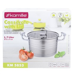 Кастрюля 1,5 л из нержавеющей стали с крышкой Kamille KM-5853 (Ø16х9 см) оптом