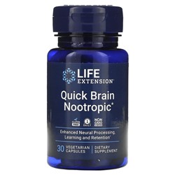 Life Extension, Quick Brain, ноотропный препарат, 30 вегетарианских капсул