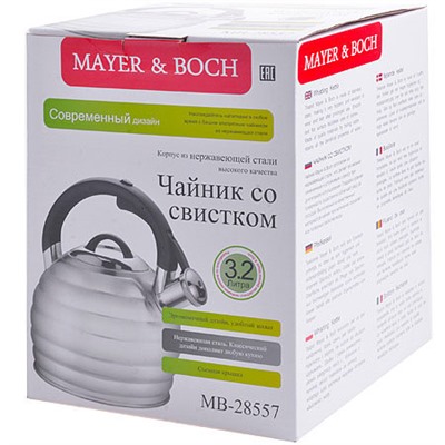Чайник со свистком Mayer&Boch MB-28557 , 3,2л нерж/сталь