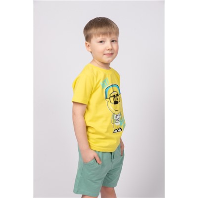 Комплект для мальчика (футболка и шорты) 42112 желтый/шалфей/134-68