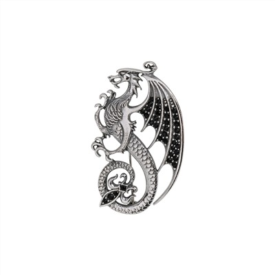 "Каффа" брошь в серебряном покрытии из коллекции "Dragon" от Jenavi с замком булавка
