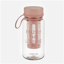 Бутылка для воды, 450 мл, с ситечком, 17.5 х 10.5 см, розовая