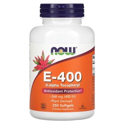 NOW Foods, натуральный витамин E-400, 268 мг, 250 капсул
