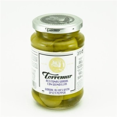 Крупные зеленые оливки с острым перцем Torremar 370 г